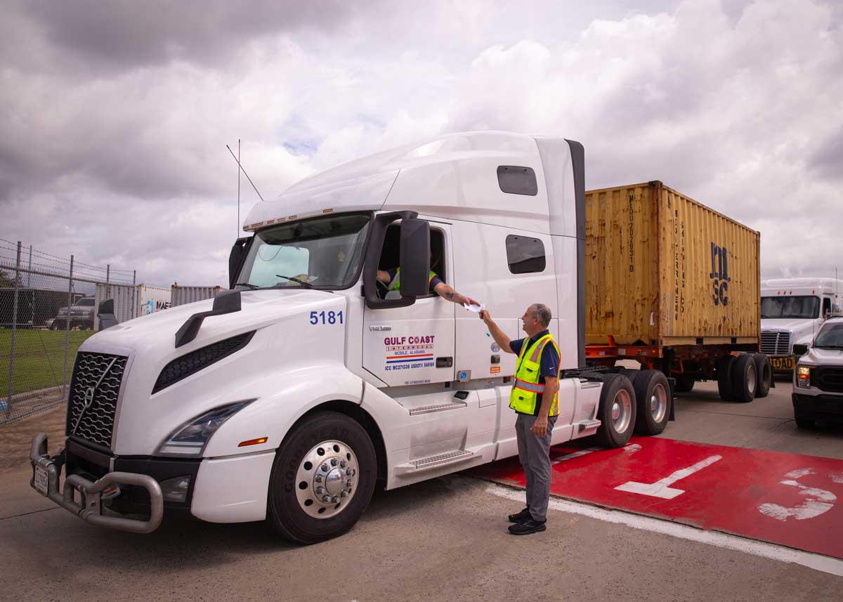 Gulf Coast Intermodal truck being driven